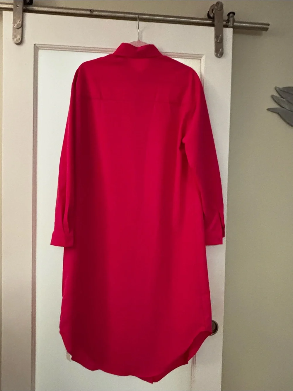 Women’s Long Button-Front Coat in Bright Pink